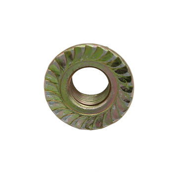 M10 Yellow zinc colorful zin-plated hex flange nut with serrated carbon steel Grade 4 grade 8 grade6